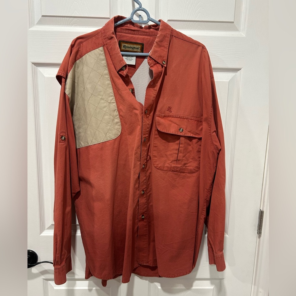 Remington Shirt Mens XXL Burnt Orange‎ Vented Sport Shooter Padded Shoulder